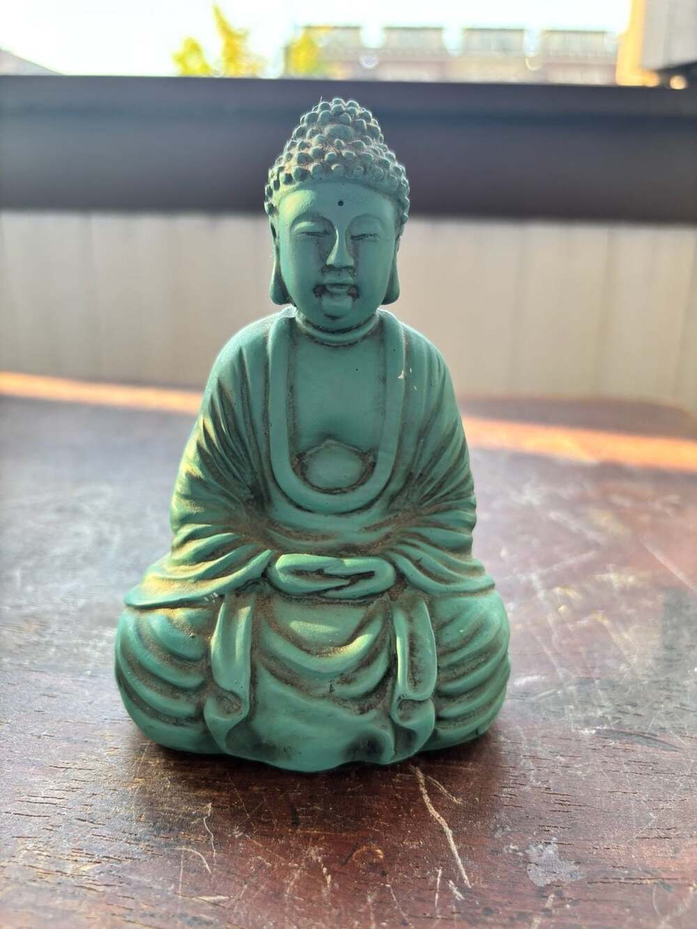Turquoise Meditating Buddha Figurine Statue in Dhyana Mudra
